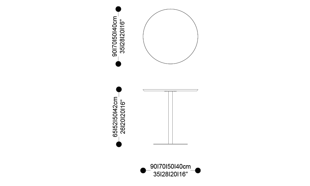 Image of the main dimensions of the product